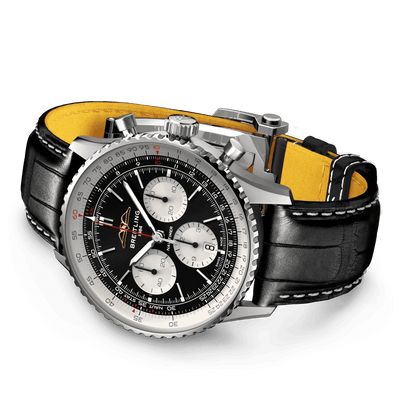 BREITLING Navitimer B01 Chronograph 43mm Stainless Steel case, Leather strap, Silver dial - Classic Kaf