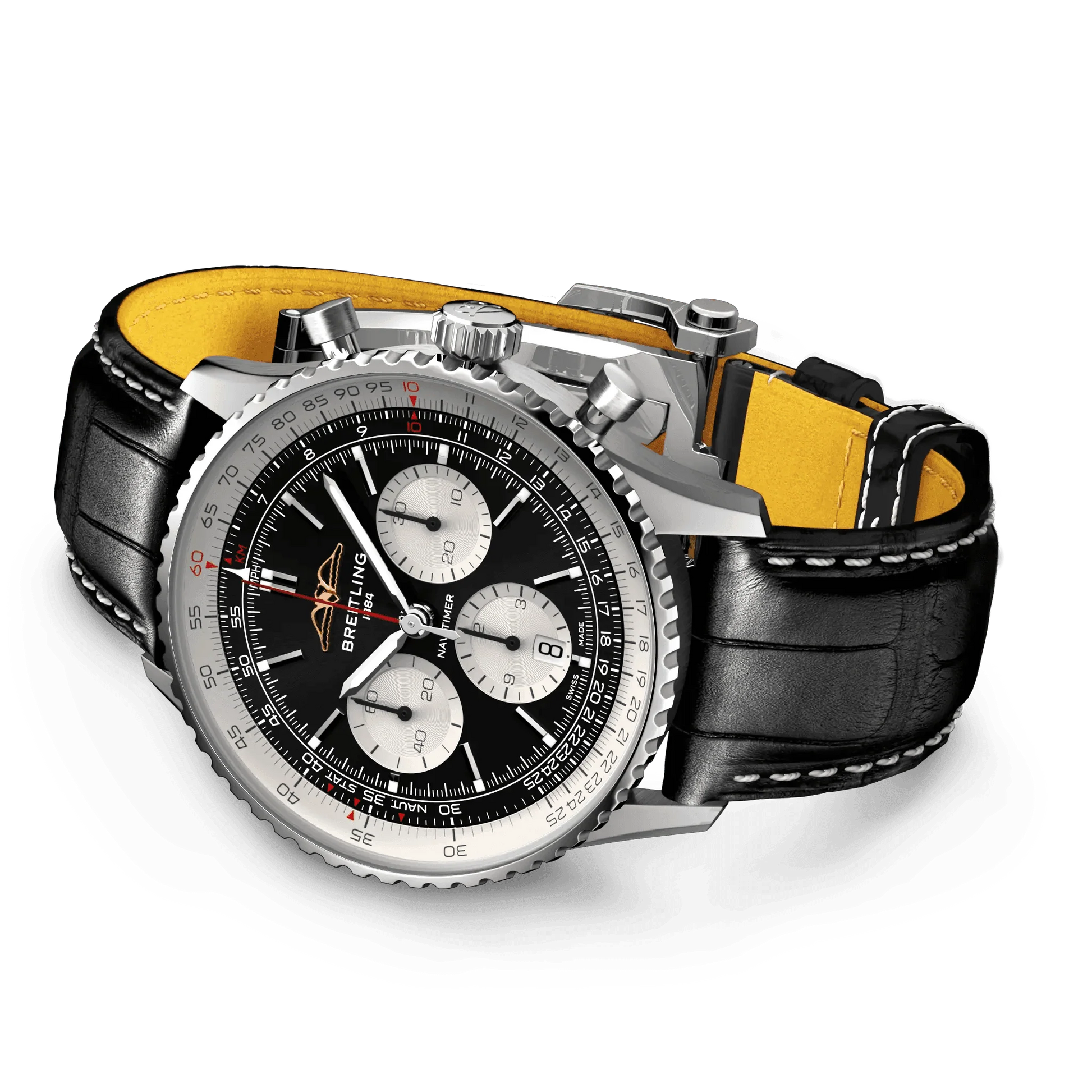 BREITLING Navitimer B01 Chronograph 43mm Stainless Steel case, Leather strap, Silver dial - Classic Kaf