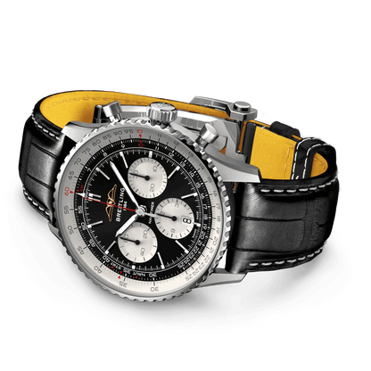 BREITLING Navitimer B01 Chronograph 43mm Stainless Steel case, Leather strap, Silver dial - Classic Kaf
