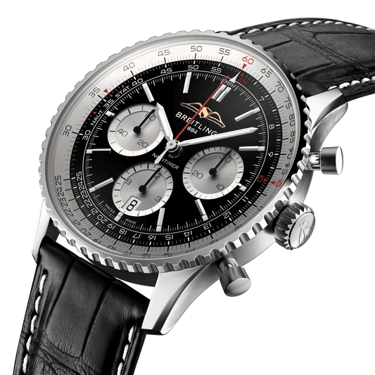 BREITLING Navitimer B01 Chronograph 43mm Stainless Steel case, Leather strap, Silver dial - Classic Kaf