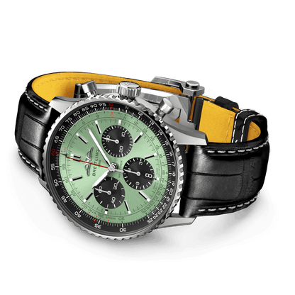 BREITLING Navitimer B01 Chronograph 43mm Stainless Steel case, Leather strap, Green dial - Classic Kaf