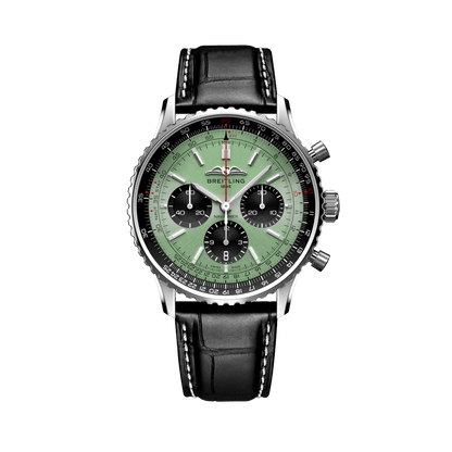 BREITLING Navitimer B01 Chronograph 43mm Stainless Steel case, Leather strap, Green dial - Classic Kaf