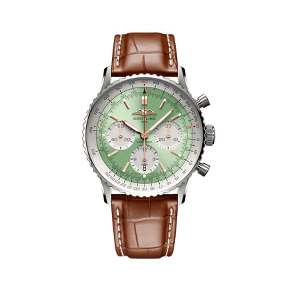 BREITLING Navitimer B01 Chronograph 41mm, Stainless Steel case, Leather strap, Green dial - Classic Kaf