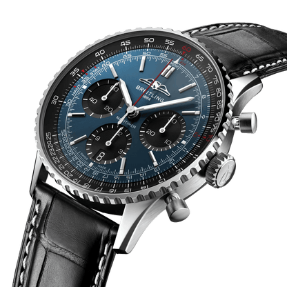 BREITLING Navitimer B01 Chronograph 41mm, Stainless Steel case, Leather strap, Blue dial - Classic Kaf