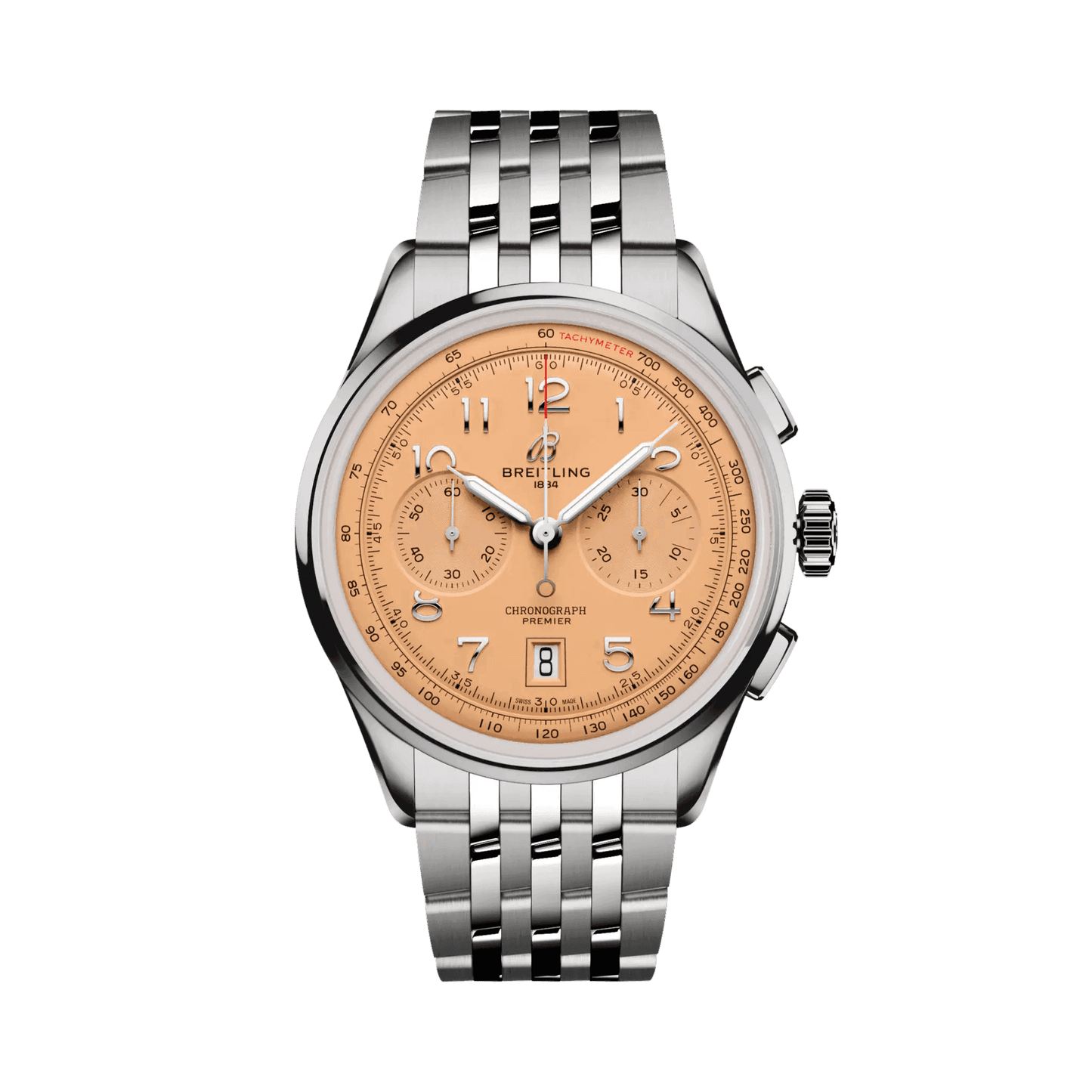 BREITLING Premier B01 Chronograph 42, Stainless Steel case & strap, Orange dial