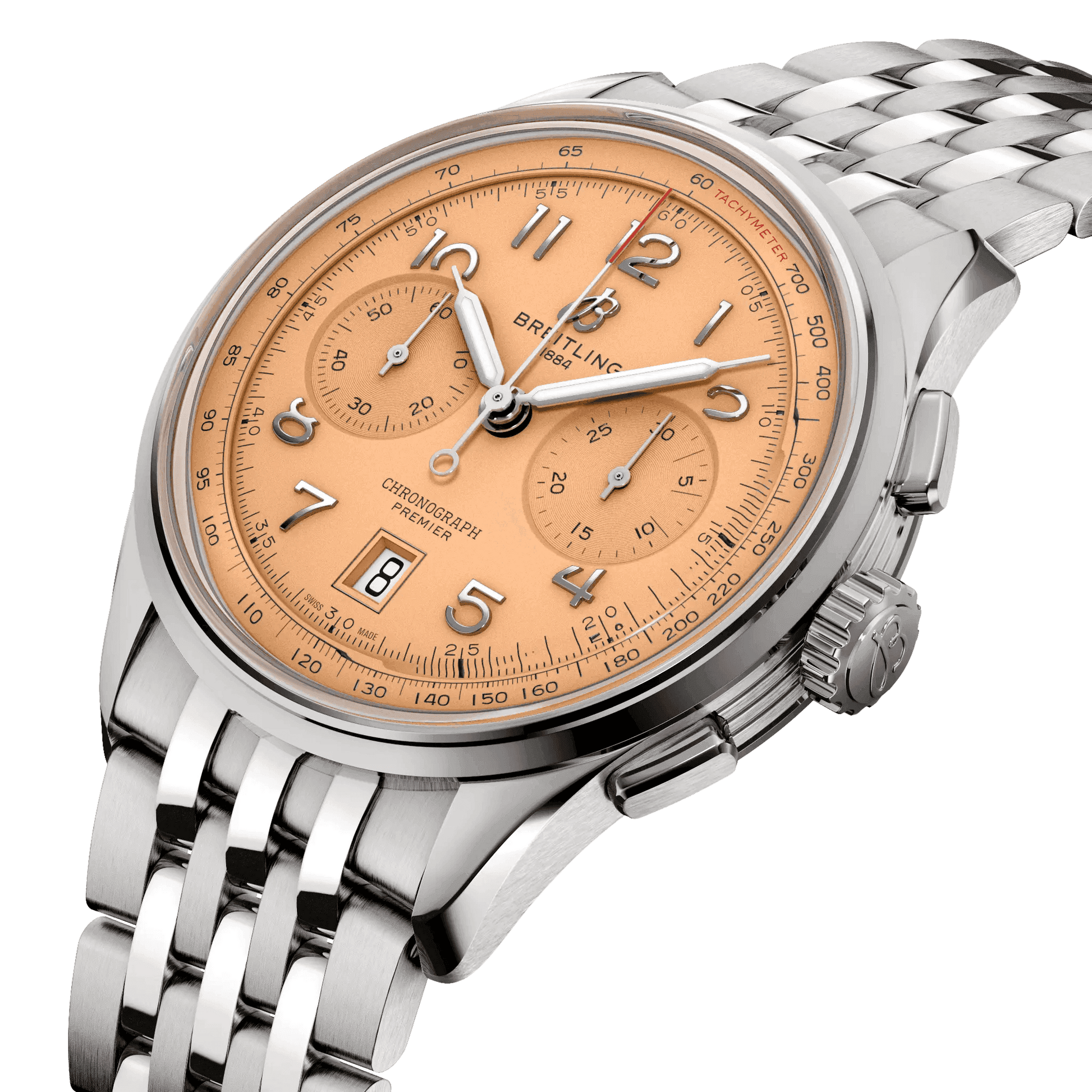 BREITLING Premier B01 Chronograph 42, Stainless Steel case & strap, Orange dial