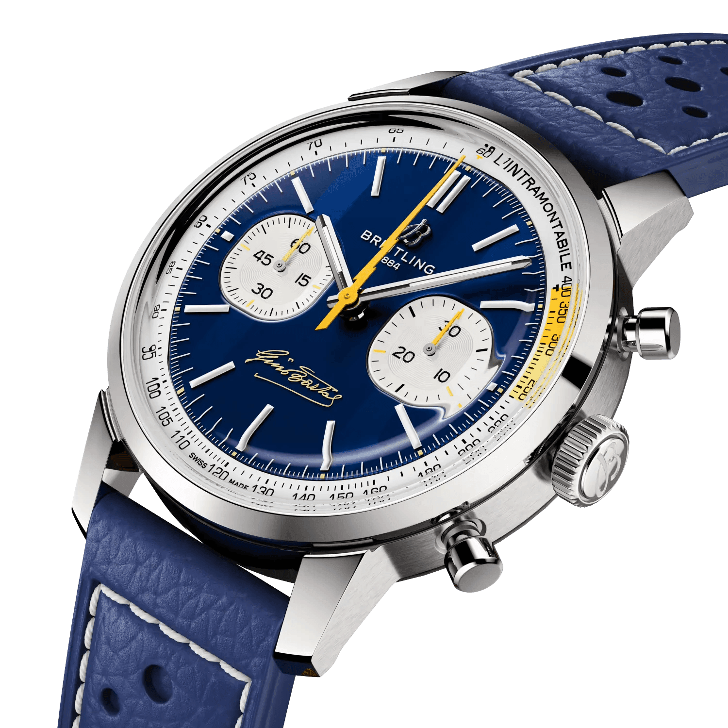 BREITLING Top Time B01 Gino Bartali, 41mm Stainless Steel case, Blue dial, Leather strap - Classic Kaf