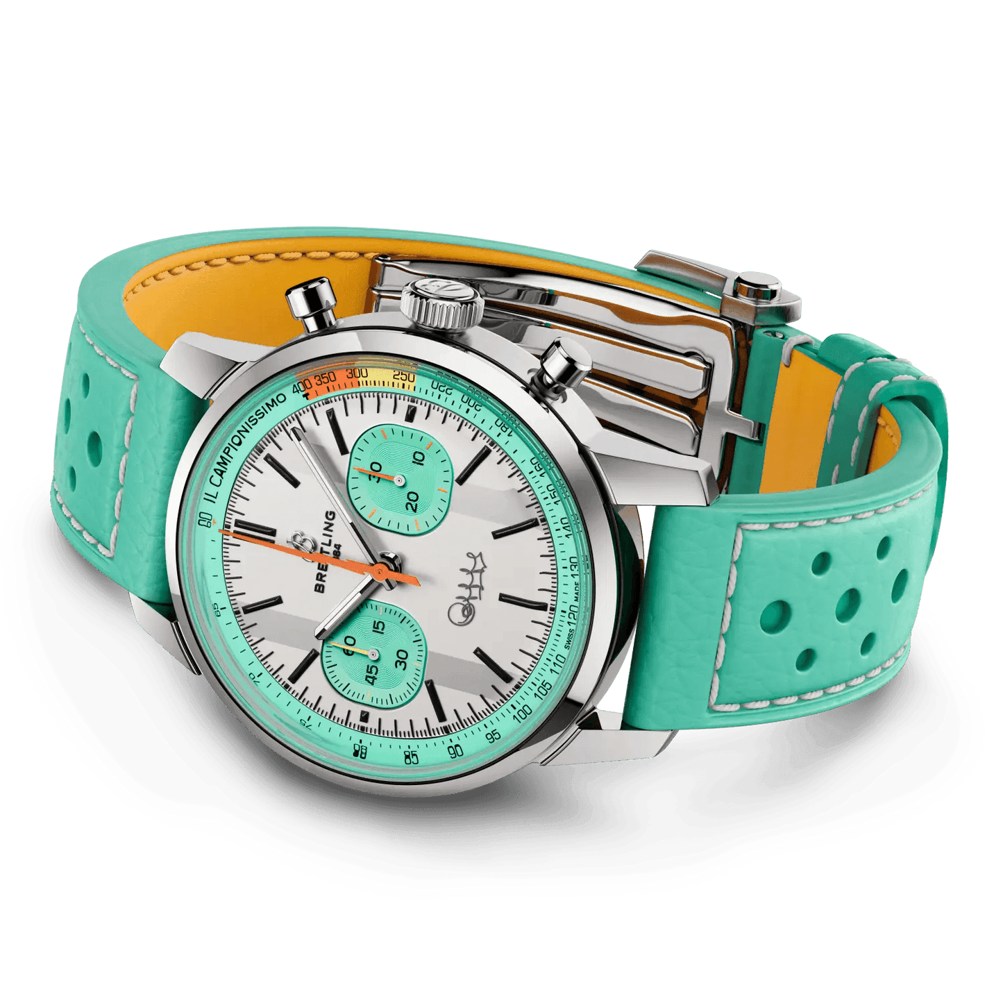 BREITLING Top Time B01 Fausto Coppi, 41mm Stainless Steel case, White dial, Leather strap - Classic Kaf