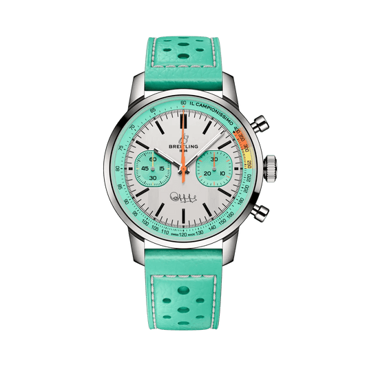 BREITLING Top Time B01 Fausto Coppi, 41mm Stainless Steel case, White dial, Leather strap - Classic Kaf