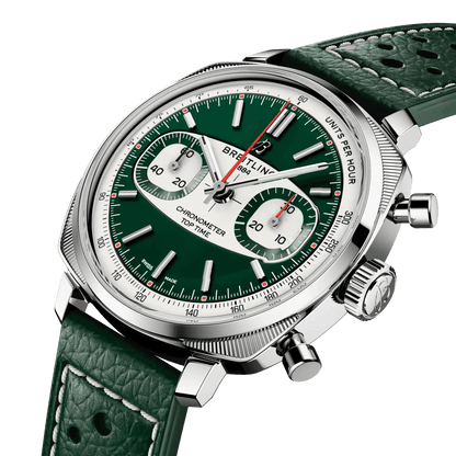 BREITLING Top Time B01 Racing, Green dial, Leather strap - Classic Kaf