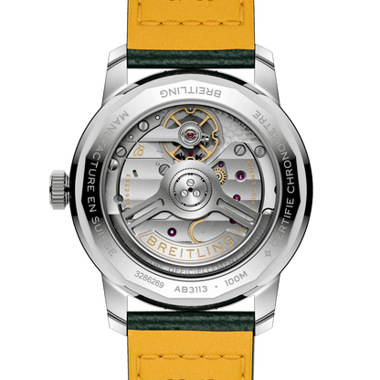 BREITLING Top Time B31, 38mm, Stainless Steel case, Green dial, Leather strap - Classic Kaf