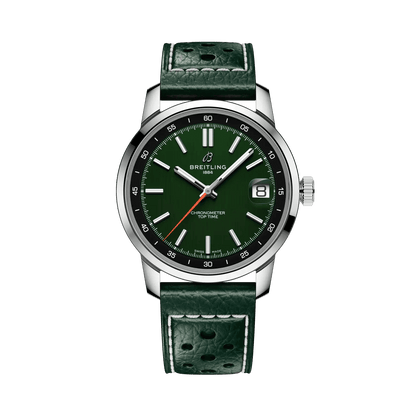 BREITLING Top Time B31, 38mm, Stainless Steel case, Green dial, Leather strap - Classic Kaf