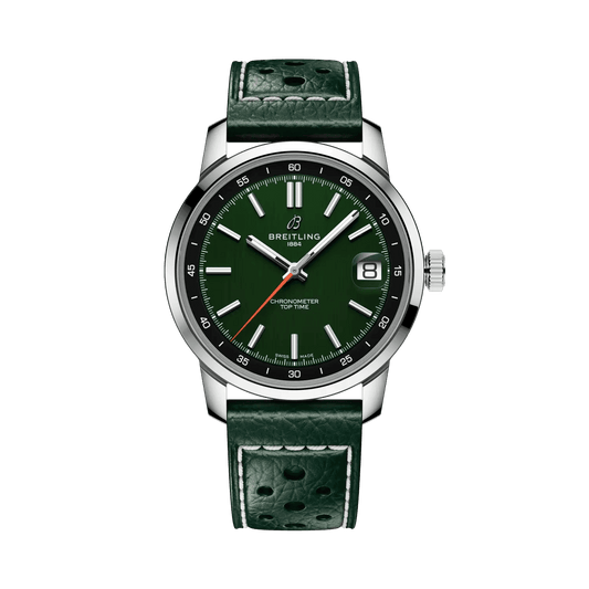 BREITLING Top Time B31, 38mm, Stainless Steel case, Green dial, Leather strap - Classic Kaf