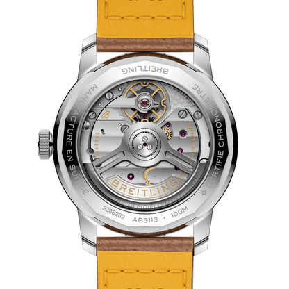 BREITLING Top Time B31,Stainless Steel case, White & Blue dial, Beige leather strap