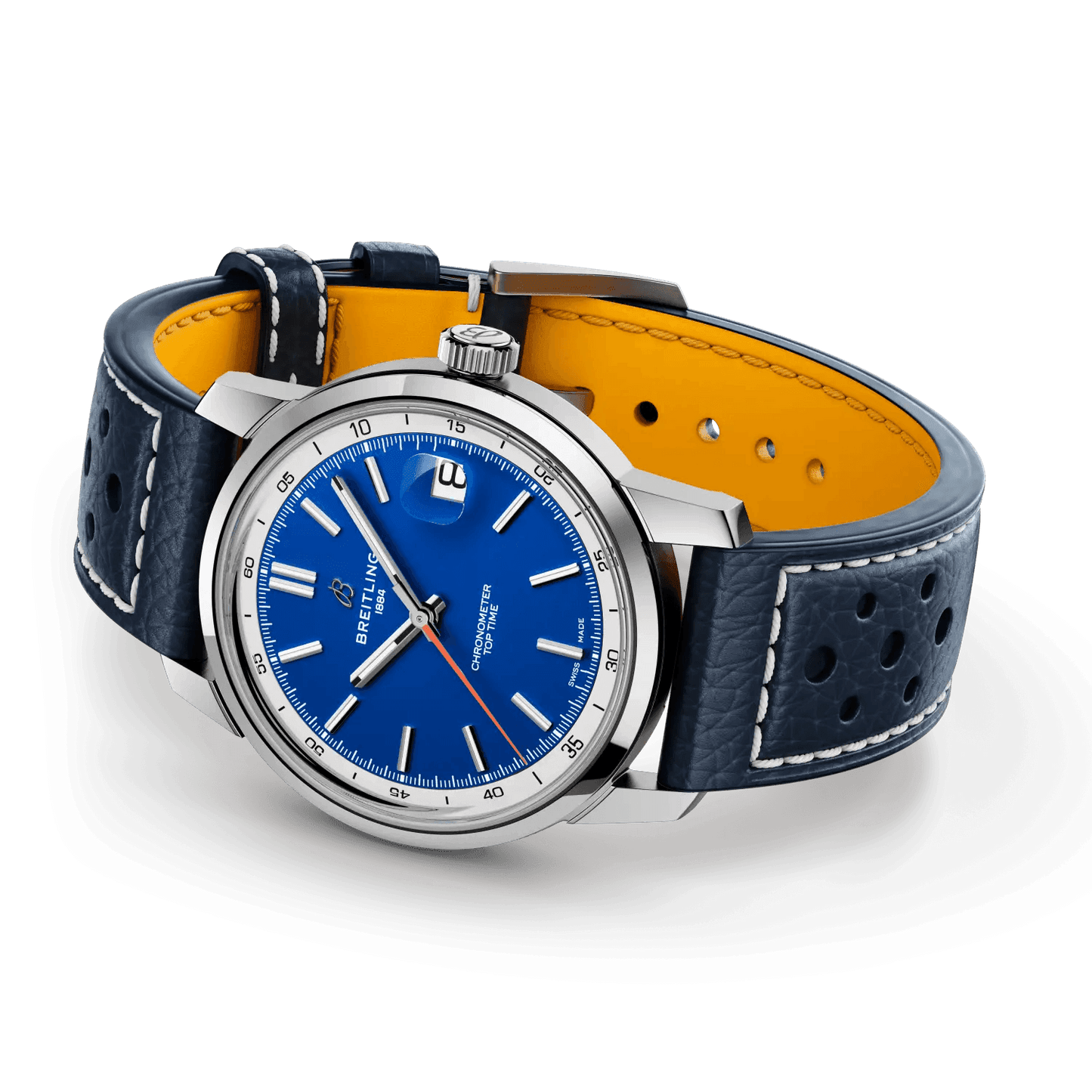 BREITLING Top Time B31, 38mm Stainless Steel case, Blue dial, Leather strap - Classic Kaf