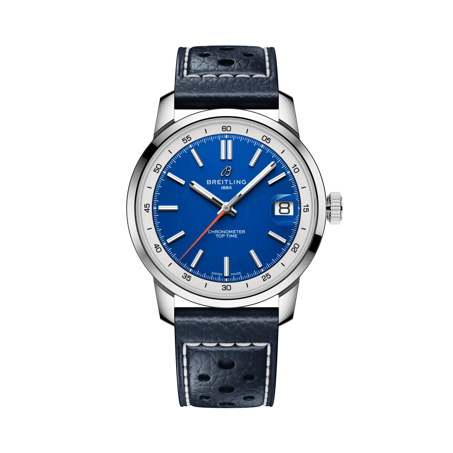 BREITLING Top Time B31, 38mm Stainless Steel case, Blue dial, Leather strap - Classic Kaf