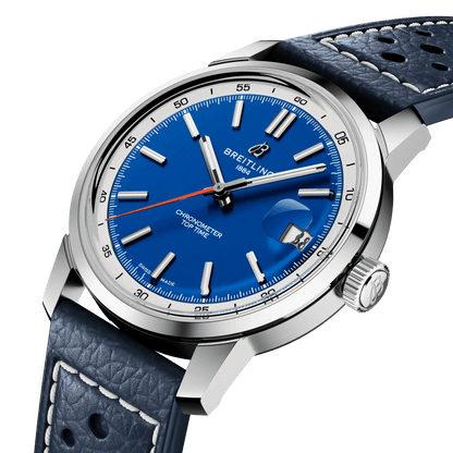 BREITLING Top Time B31, 38mm Stainless Steel case, Blue dial, Leather strap - Classic Kaf