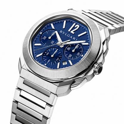 BVLGARI Octo Roma Chronograph Watch, Blue Dial