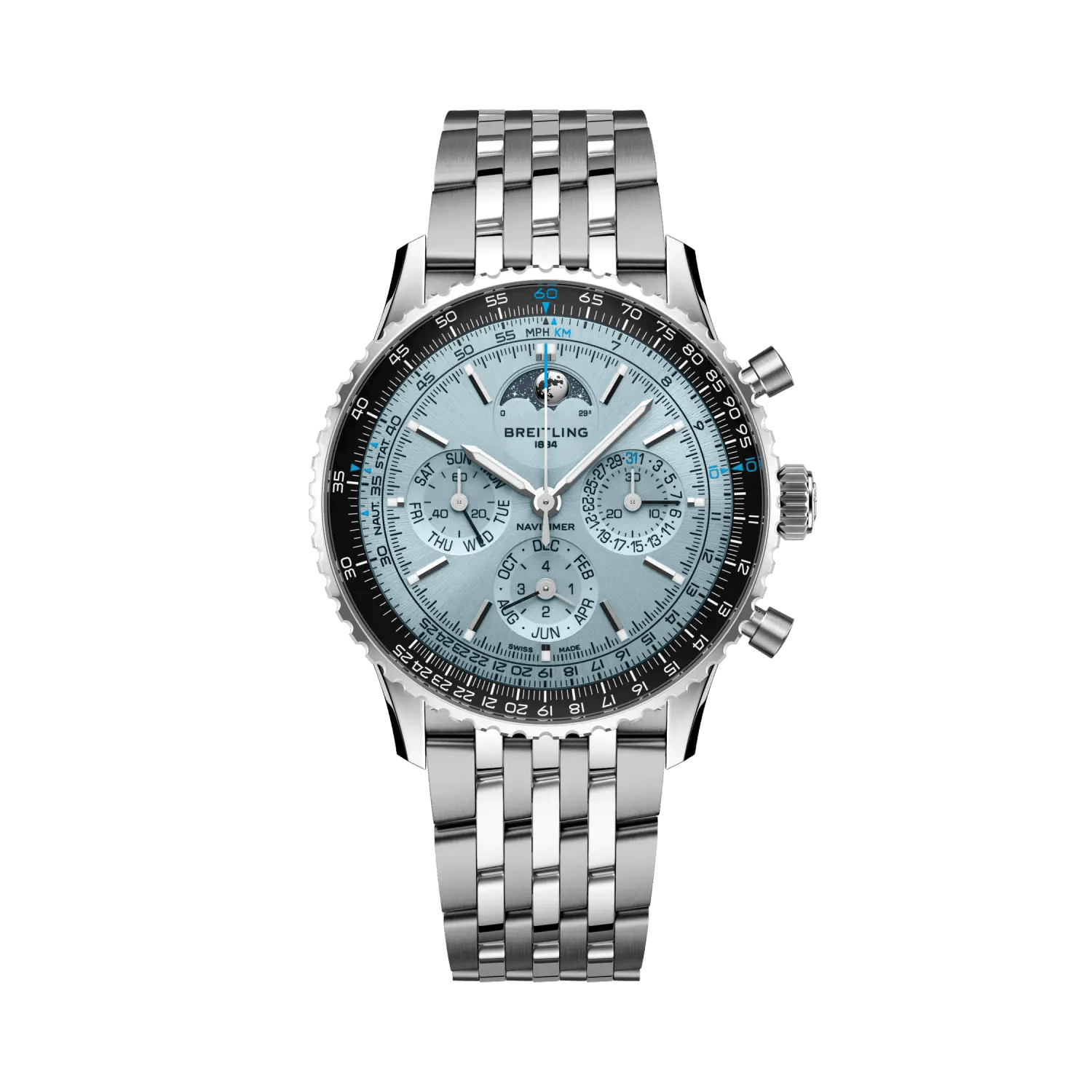 BREITLING Navitimer&nbsp;B19 Chronograph 43 Perpetual Calendar, Stainless steel & Platinum, Blue dial - Classic Kaf