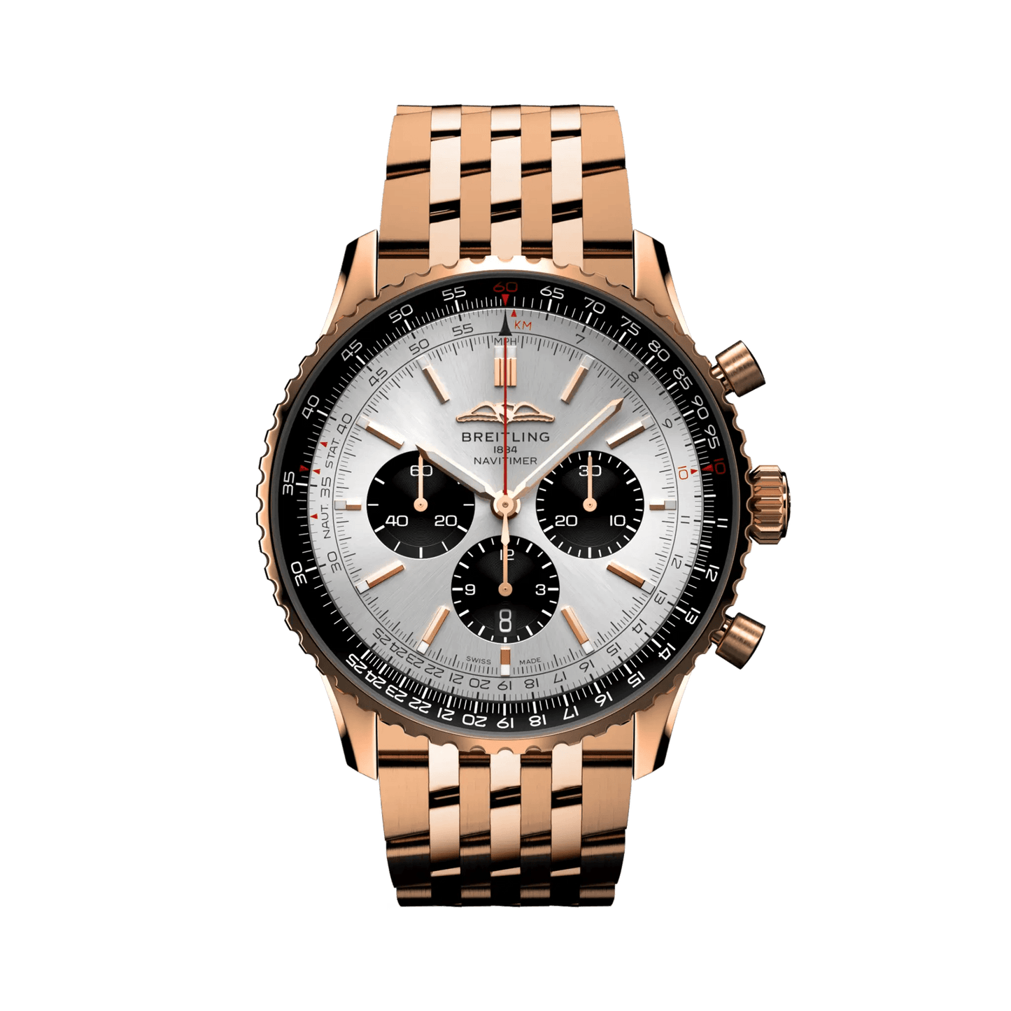 BREITLING Navitimer B01 Chronograph 46mm Red Gold, Silver dial - Classic Kaf