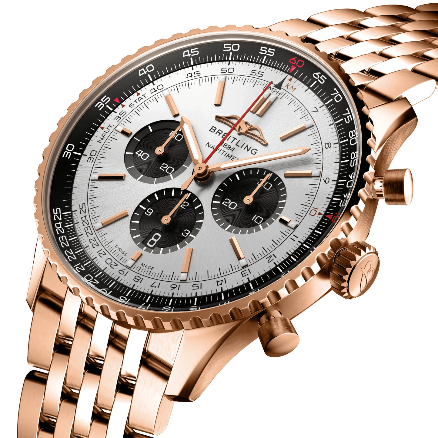 BREITLING Navitimer B01 Chronograph 46mm Red Gold, Silver dial - Classic Kaf