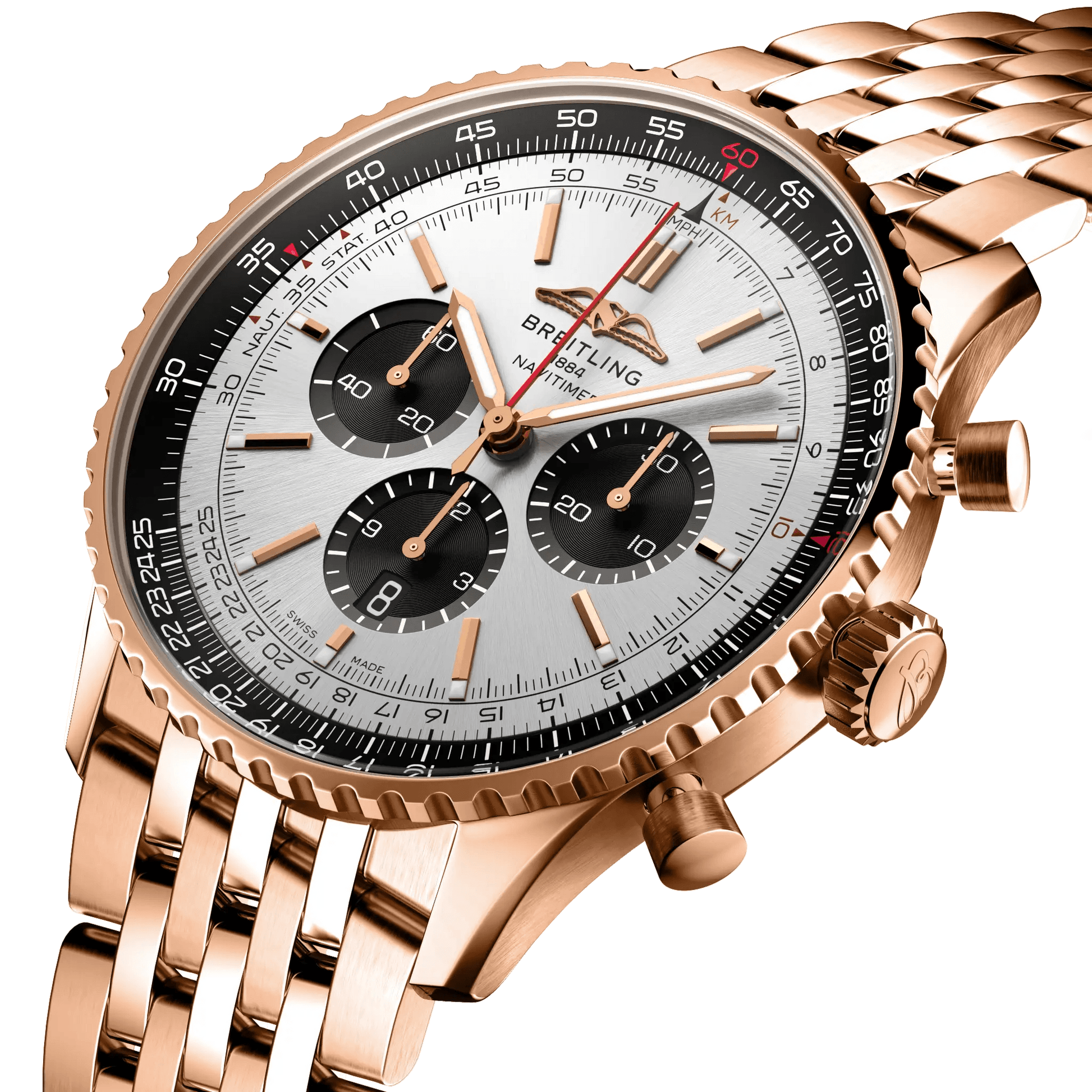 BREITLING Navitimer B01 Chronograph 46mm Red Gold, Silver dial - Classic Kaf