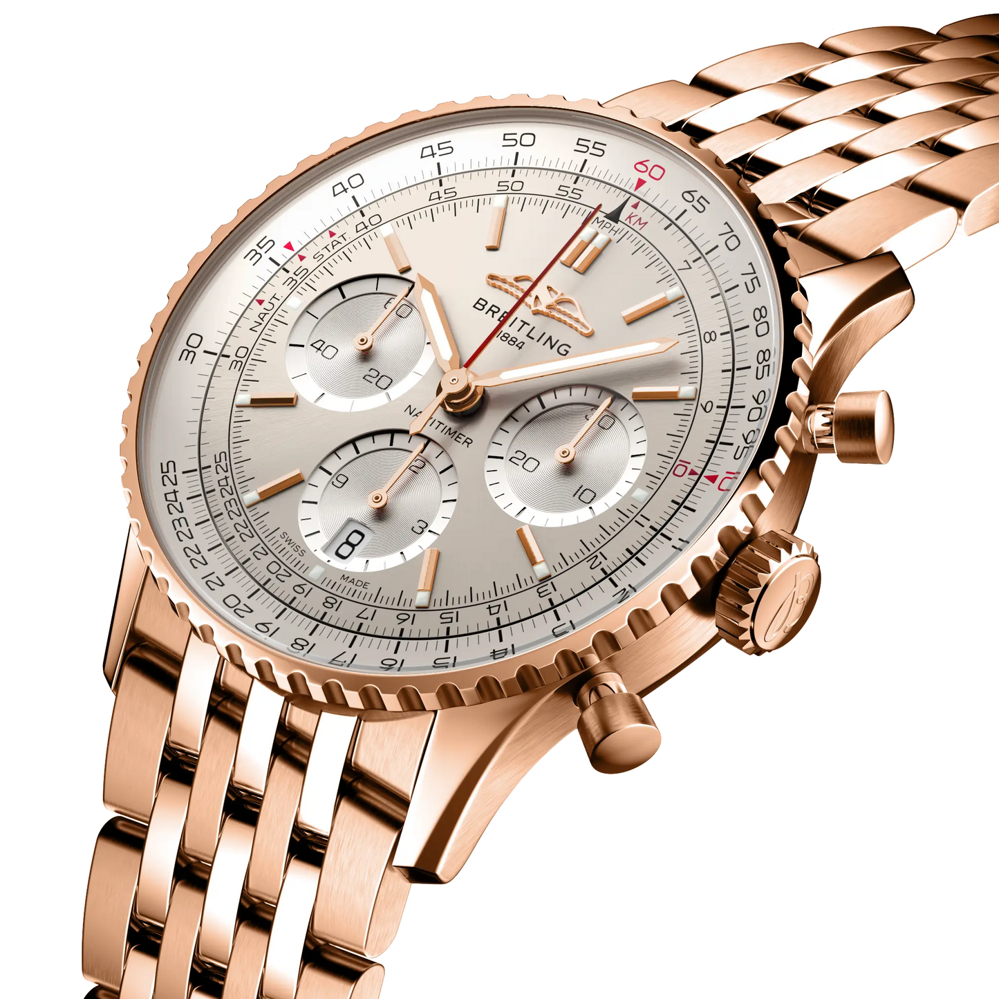 BREITLING Navitimer B01 Chronograph 41mm Red Gold, Silver dial