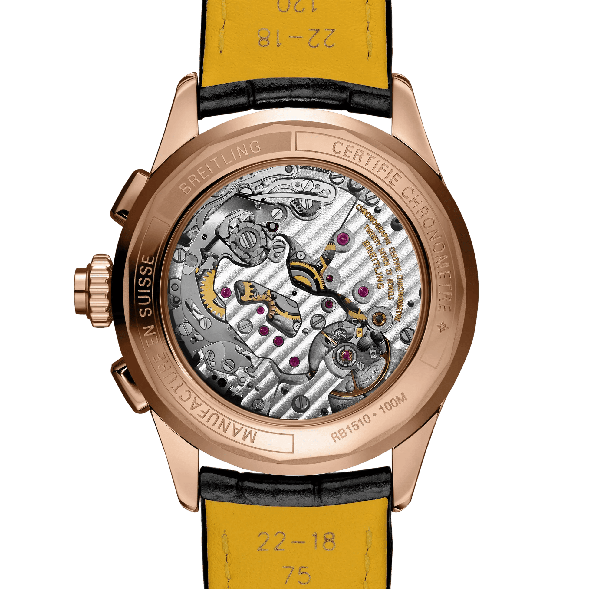 BREITLING Premier B15 Duograph 42mm Red Gold case, Leather strap, Black dial - Classic Kaf