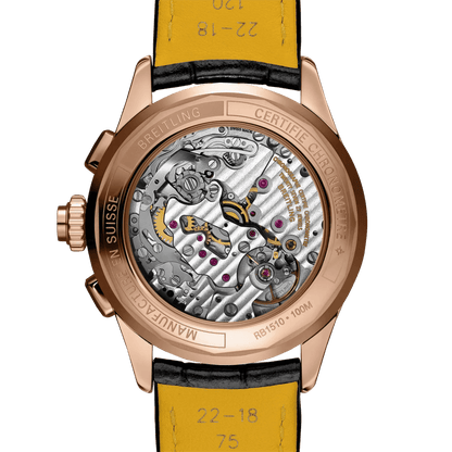 BREITLING Premier B15 Duograph 42mm Red Gold case, Leather strap, Black dial - Classic Kaf