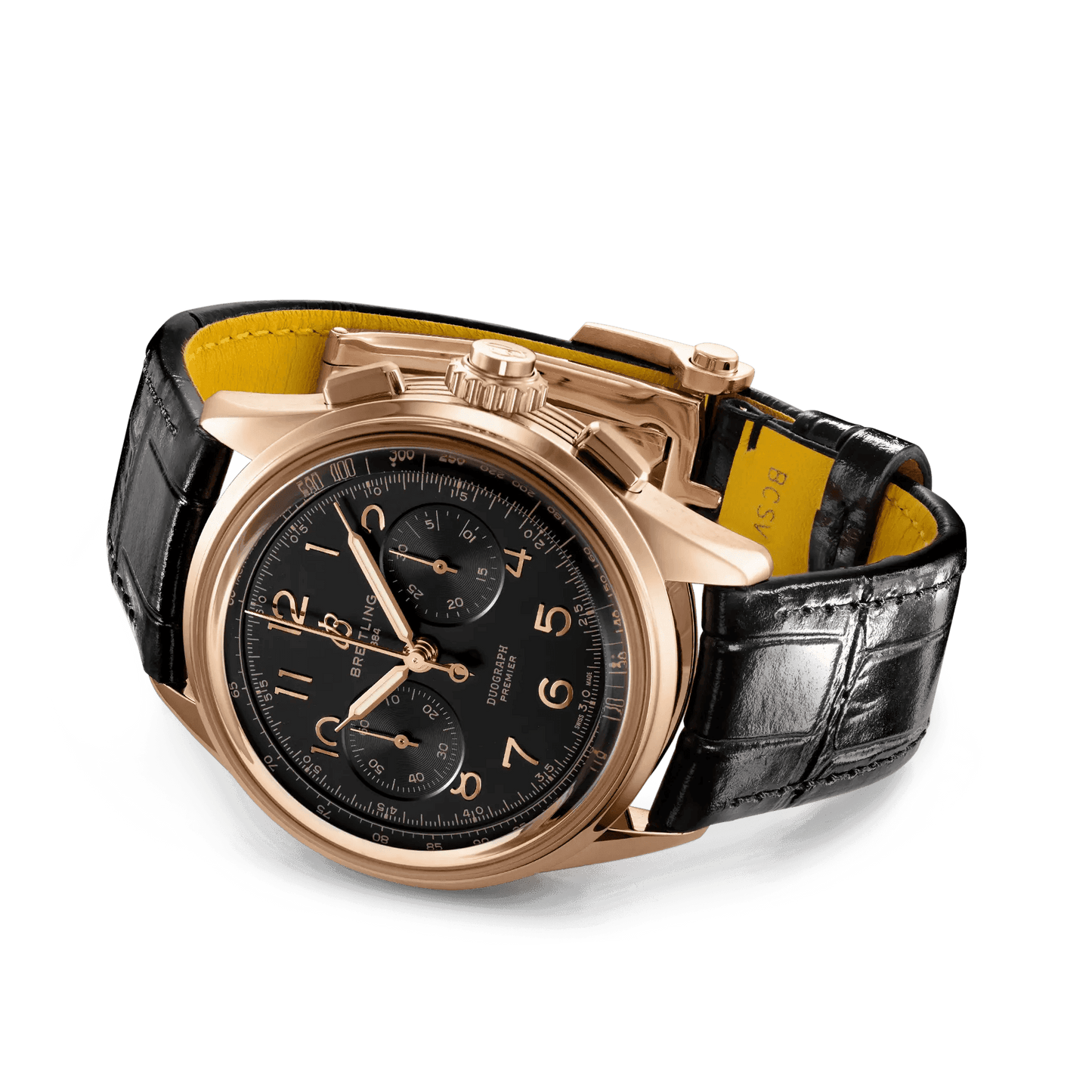 BREITLING Premier B15 Duograph 42mm Red Gold case, Leather strap, Black dial - Classic Kaf