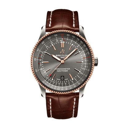 BREITLING Navitimer Automatic 41 Men's Watch, Stainless Steel &amp; 18k Red Gold case, Leather strap - Classic Kaf